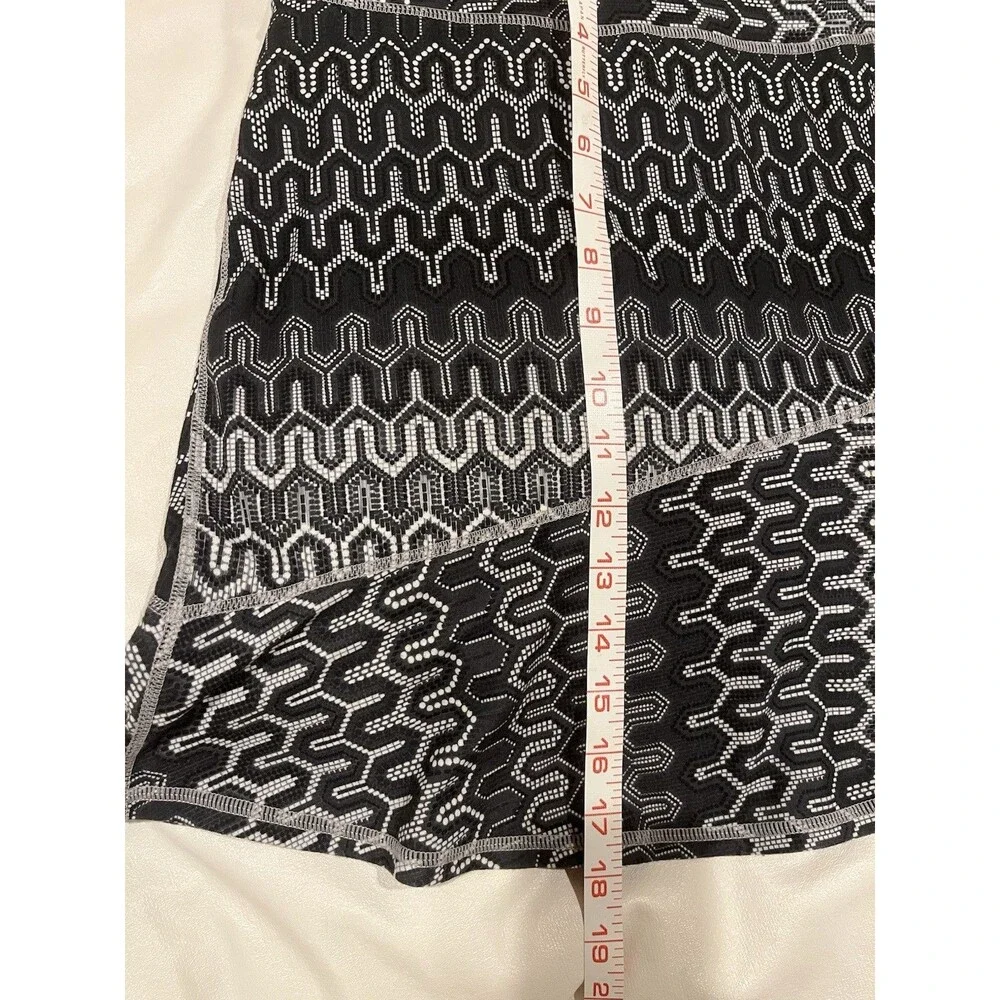 Prana Deedra Geometric Patterned 18” Knit Skirt A-line XS Black Gray White